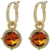 Biba Hang Oorbellen Goud met Swarovski Steentje Tangerine
