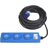 Proplus Stekkerdoos - CEE naar 3x Schuko - 20 meter - IP44 - Neopreen kabel