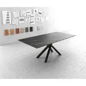 DELIFE Eettafel Edge 200x100cm Laminam keramiek bruin middenpoot kruis zwart