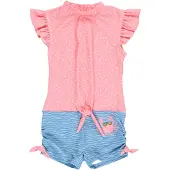 Playshoes Badpak pastelblauw / oudroze / wit
