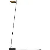 Catellani & Smith Lederam F0 Vloerlamp Gold leaf disc | Black rod | Black base|cable|dimmer