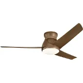 Kichler LED plafondventilator Eris, IP44, walnoot dimbaar, hout donker, Woon-/ Eetkamer, Kunststof