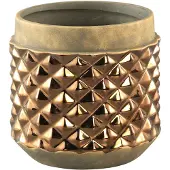 Ptmd collection | Bloempot Crock keramiek bruin 13x13x13 cm bloempotten | NADUVI