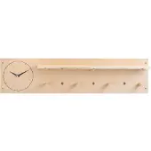 Furniteam Pegboard met klok Sam | hout naturel 80x12x19x12 cm wandplanken en -haken | NADUVI