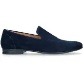 Manfield Blauwe suède loafers | Maat 45