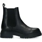 Manfield Korte zwarte leren chelsea boots | Maat 38