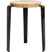TIPTOE Lou Houten Kruk Graphite Black | Solid Oak