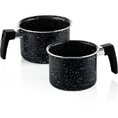 WESTINGHOUSE Melkpan Set - Ø 12 & 14 cm - PFAS vrije Melkkan - Antiaanbaklaag - Vaatwasserbestendig - Steelpan - Zwart