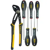 Stanley 6-Piece Tool Set - - FATMAX - FMHT0-62639 - 250mm Locking Multi-Grip Pliers + Electrician's Screwdriver + Phillips
