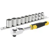 Stanley Gereedschapset, 11-delig, 3/8" met ratel 72T