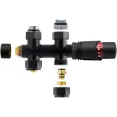 Belrad Aansluitset, middenaansluiting, multiblok, doorgaande uitvoering, zwart, mat, 1/2", PEX 16 x 2mm, conisch, M30