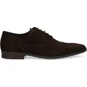 Manfield Donkerbruine suède veterschoenen | Maat 44