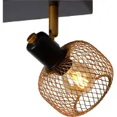 Lucide Plafondspot Maren, 2-lamps, mat goud dimbaar, zwart, Woon-/ Eetkamer, metaal, buitenspot