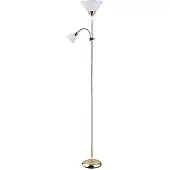 Rabalux Zlatá vloerlamp Action met witte lampenkappen voor E27+E14 lampen, model 4060