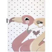 Rugsx Tapijt PETIT FLAMINGOS Flamingo's HARTJES crème 80x150 cm