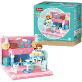 Sluban woonkamer junior 14,6 cm roze/blauw 111-delig