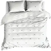 De Witte Lietaer Dekbedovertrek Butterflies Meteorit Off White Satijn-260 x 200 / 220 / 240 cm | Extra Breed