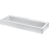 Delabie Kita wasbak, MINERALCAST, wandmodel, lengte 1400 mm, 3 spoelgaten, hoogte 35 mm, mat oppervlak.