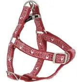 Pet Products Nylon borsttuig Bones. Rood, verstelbaar.