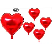 Thema party 5x Folie ballon Hart rood 46x49 cm(excl. helium)