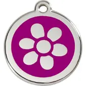 Red Dingo Flower Purple roestvrijstalen hondenpenning large/groot dia. 3,8 cm