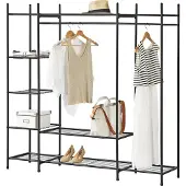 En.casa Kledingkast open kast zwart met 6 planken 150x150x40 cm