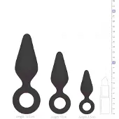 EasyToys - anale plug set met ring - 3 stuks - zwart