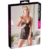 Cottelli - Kanten Mini Jurk Met Rits - XL - Zwart