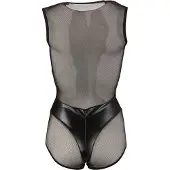 Cottelli - neglige body - glanzend netstof - zwart - M