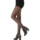 Pretty polly Panty - Fashion - Side Stripe - Fishnet - One Size - Zwart