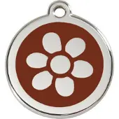 Red Dingo Flower Brown roestvrijstalen hondenpenning large/groot dia. 3,8 cm