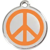Red Dingo Peace Orange roestvrijstalen hondenpenning large/groot dia. 3,8 cm