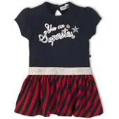 Dirkje gestreepte jersey jurk marine/rood/zilver Marine/rood/zilver 80