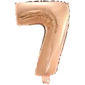 Haza Folie Ballon Cijfer 7 Rosé Goud 41 cm met rietje