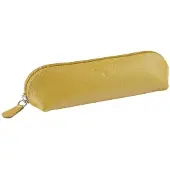 Maverick Leren pen etui met ritssluiting - ovaal - geel
