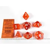 Chessex dobbelstenen set polyhedraal oranje wit 7 stuks kunststof.