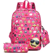 MISS LULU Emoji rugzak set met pennenzak & portemonnee (E6629 PK)