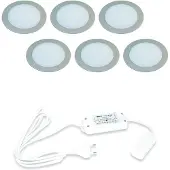 Hera FR-55 LED set van 6 inbouw spots met trafo 24V RVS-look