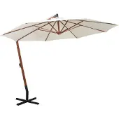 vidaXL Zweefparasol met houten paal 350 cm wit