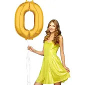 Wefiesta Inclusief helium ballon cijfer 0 gevuld goudkleurig.