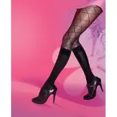 Pretty polly Panty - Secret Socks - Laars - Laars Panty - Fantasie - Fantasie Bovenbeen - Ruit - Ruit Motief - 20 Den. - 40 Den. - S/M - 34/40 - Zwart
