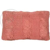 Rocaflor Sierkussen gebreid kabelpatroon Koraalroze 50x30cm