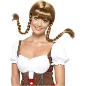 Smiffys - Bavarian Babe Plaited Pruik - Bruin