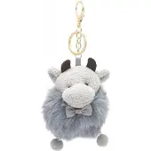 Dielay Sleutelhanger Koe met Strik - 10x6 cm - Grijs