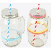 Cookut - Mason Jar set - 2 stuks - 700ml - Met Rietjes en washitape
