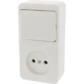 Berker Opbouw Combinatie - Wisselschakelaar en Stopcontact - Polarwit