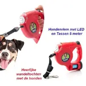 Dogs Collection Intrekbare Hondenriem met LED en Tassen 5 meter