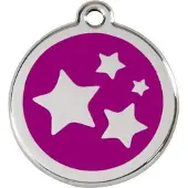 Red Dingo Star Purple roestvrijstalen hondenpenning large/groot dia. 3,8 cm