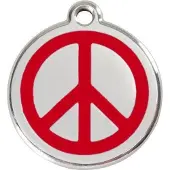 Red Dingo Peace Red roestvrijstalen hondenpenning large/groot dia. 3,8 cm