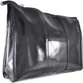 Douglas Accessoires - Groot Leer Zwart Lak Toilettassen